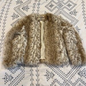 Urban Outfitters Kimchi Blue Faux Fur bomber vintage looking patterned jacket